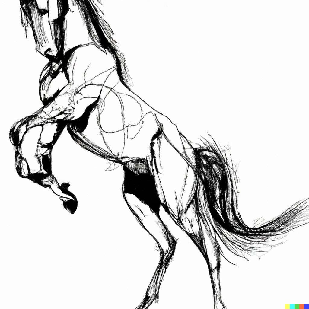 a horse, fashion design sketch
